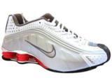 Nike shox R4 Cromado Branco, Prata e Vermelho